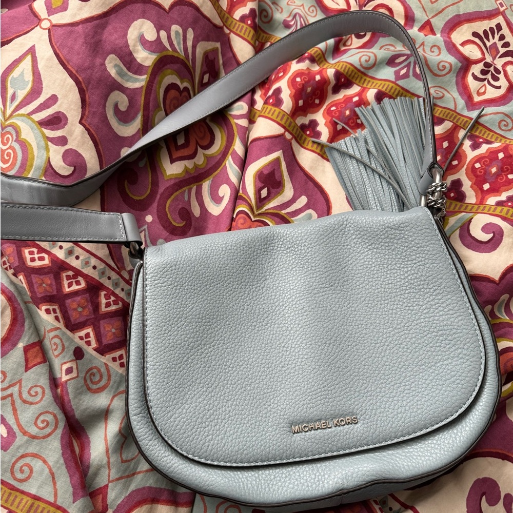 Michael Kors Medium Cross Body Bag Dusty Blue -Like New with Care Card